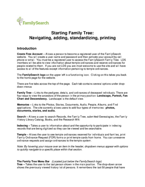 File:Starting Family Tree Navigating, adding, standardizing, printing.pdf